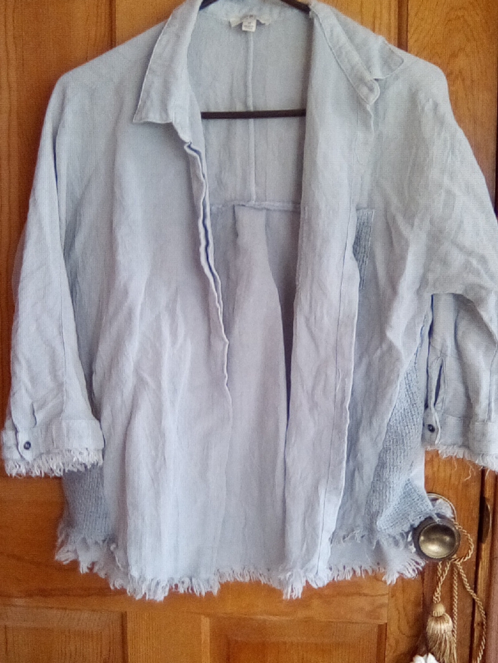 Umgee Light Blue Button-Down Linen Shirt